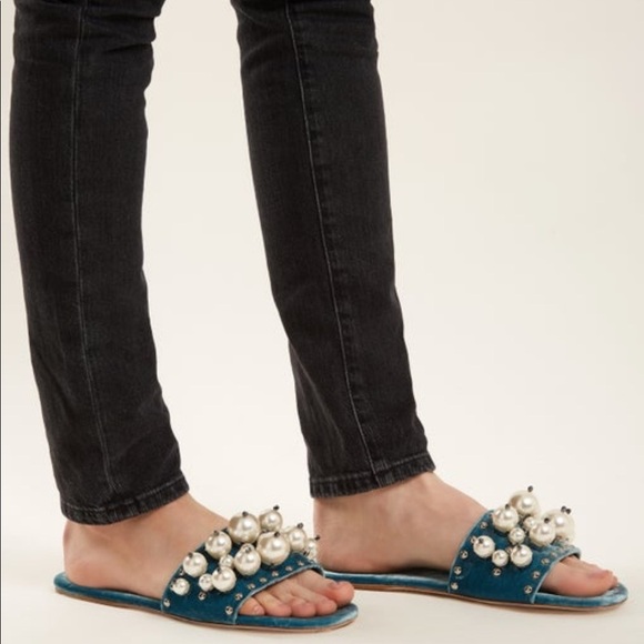 Last Price Miu Miu Pearl Velvet Slides size 40 - Picture 4 of 6